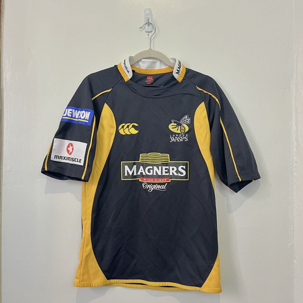 2007 London Wasps Rugby Jersey Yellow Black Canterbury Kit Home Rare Y2K VTG S